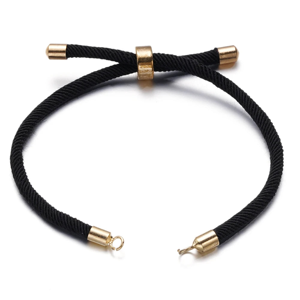 1 Stück Verstellbare Nylon Geflochtene Kordeln Schieber Freundschaftsarmbänder mit Messingkordelende für Schmuckherstellung DIY Zubehör