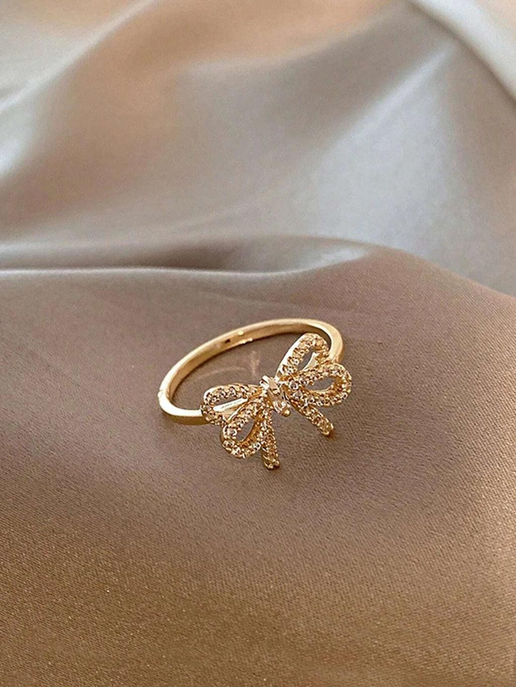 Yupsk Anillo de Lazo de Circón de Cristal Micropavé de Moda Coreana para Mujeres y Niñas Exquisito Anillo de Dedo Minimalista de Moda Ins Joyería
