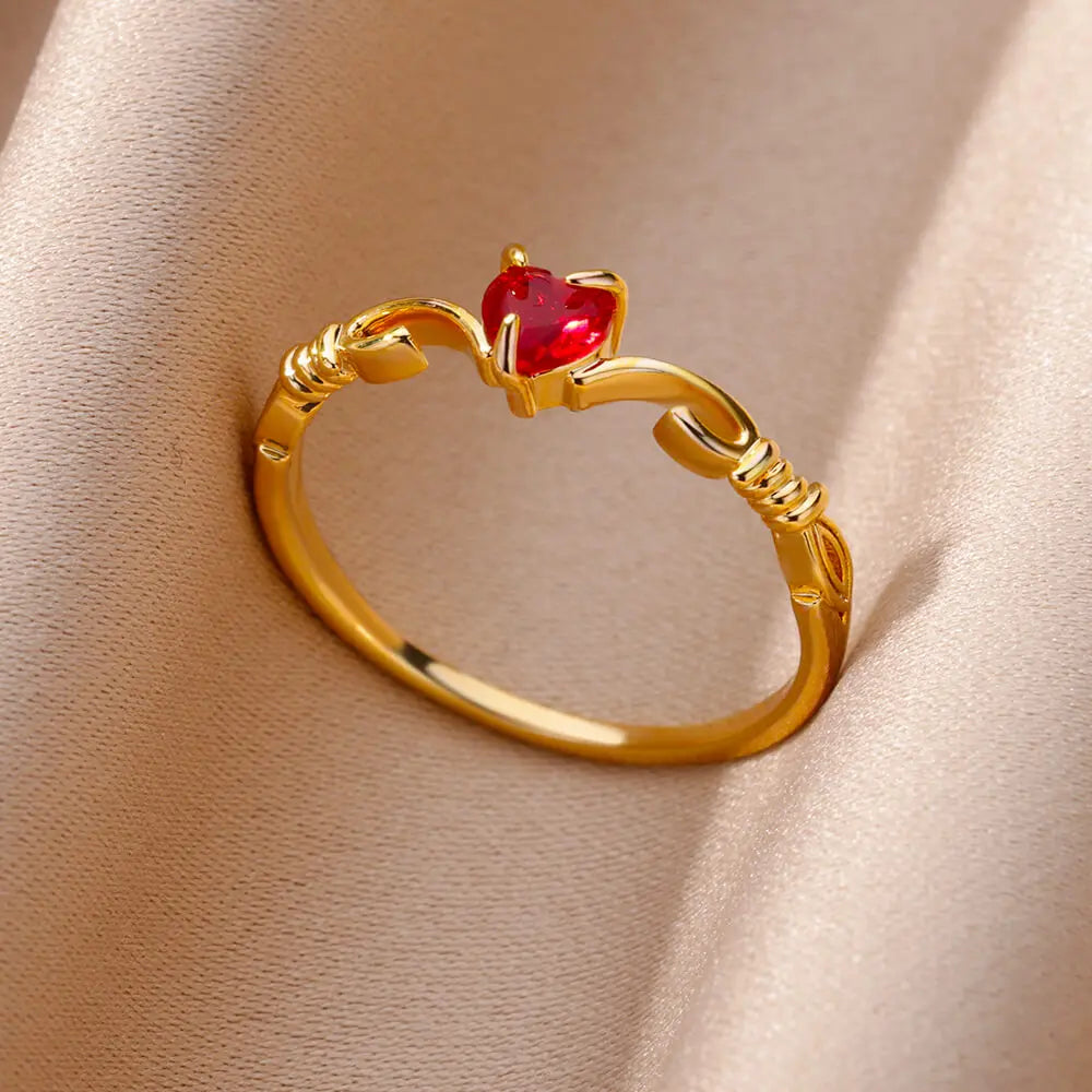 Edelstahlringe für Frauen Goldfarbe Mode Herz Zirkon Öffnungsring Weiblicher Finger Hochzeit Party Schmuck Geschenk