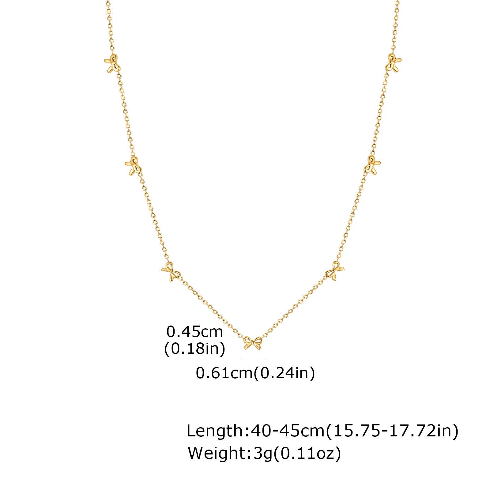 Charms Bow Necklace For Women, Bowknot Chain Choker Necklace, Stainless Steel Thin Link Exquisite Party Jewelry