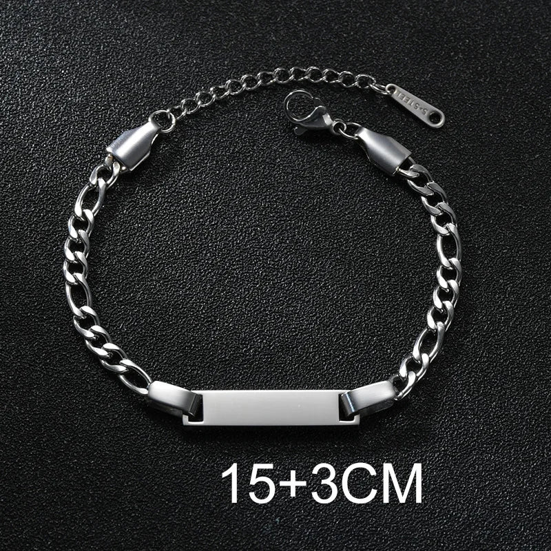 Bluelory personalisiertes Armband für Herren und Damen, Edelstahl, verschiedene Stile, leeres Namensschild, Herzarmband, Party-Schmuckgeschenk