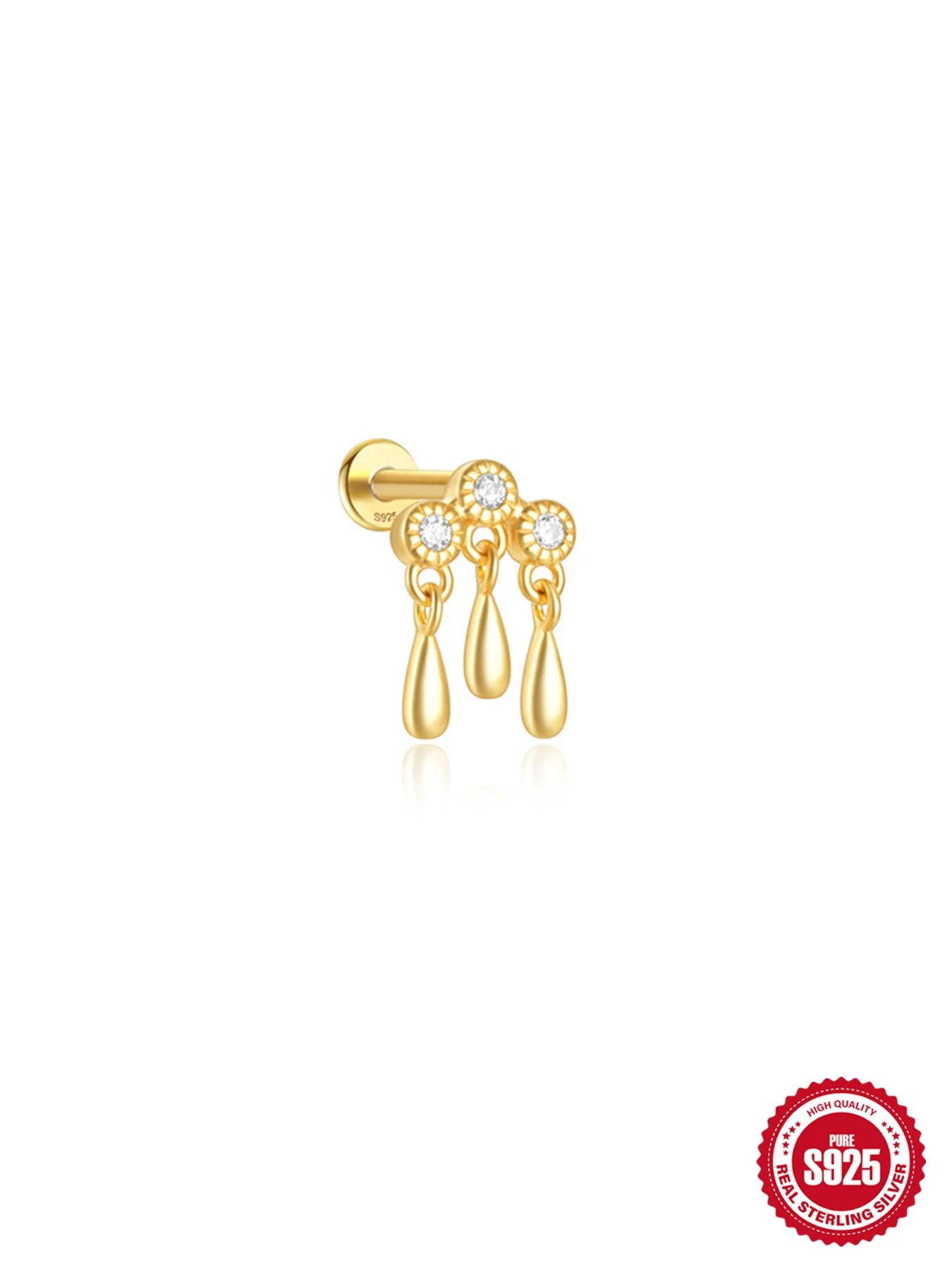 CANNER 1PC Vier-Punkt-Stern Mond Quaste Lotus Knorpel Spirale Piercing 925 Sterlingsilber Ohrstecker Für Frauen Ins Ohrring