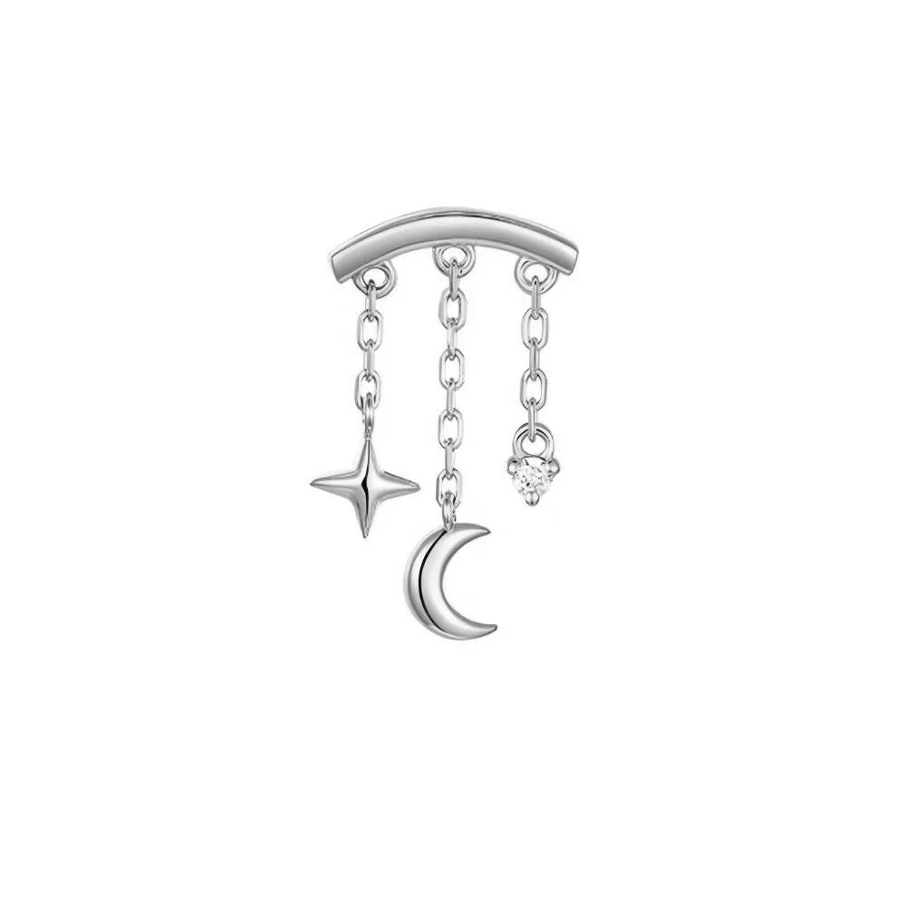 CANNER 1PC Vier-Punkt-Stern Mond Quaste Lotus Knorpel Spirale Piercing 925 Sterlingsilber Ohrstecker Für Frauen Ins Ohrring