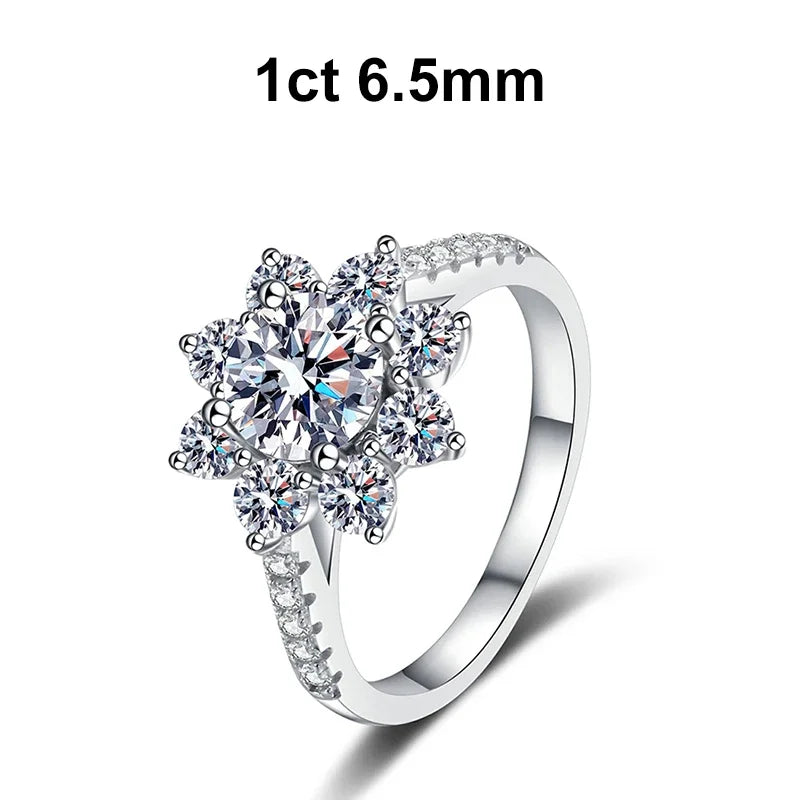 NeeTim Anillo de eternidad de moissanita de 1ct 2ct, plata de ley 925 con anillos de diamantes de laboratorio chapados en oro para mujer