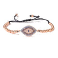 NEWBUY 2023 Mode Handgemachte schwarze Seilperlenkette Armband Verstellbar AAA Zirkonia Böser Blick Charm Armbänder für Frauen Mädchen