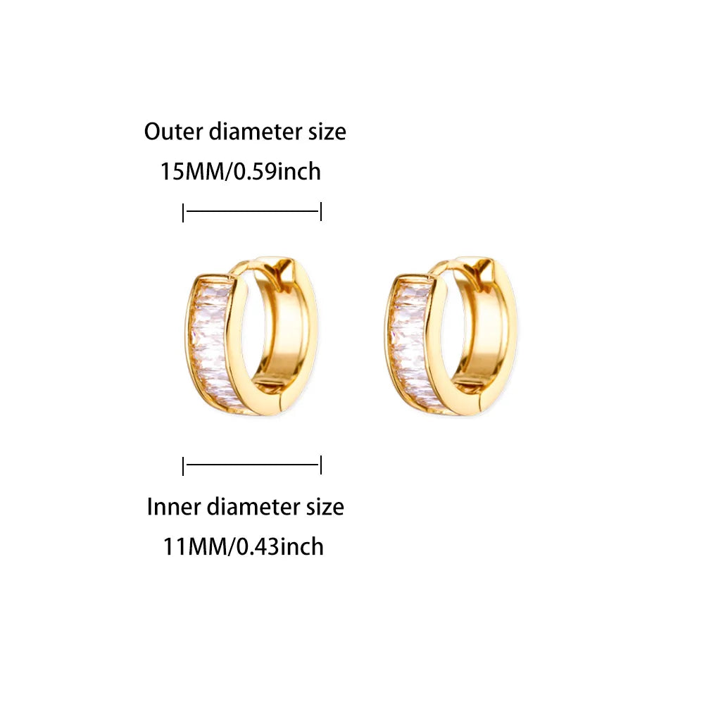 Cubic Zirconia Hoop Stud Earrings For Women Stainless Steel Gold Color Piercing Earring 2025 New Fashion Wedding Jewelry Gift