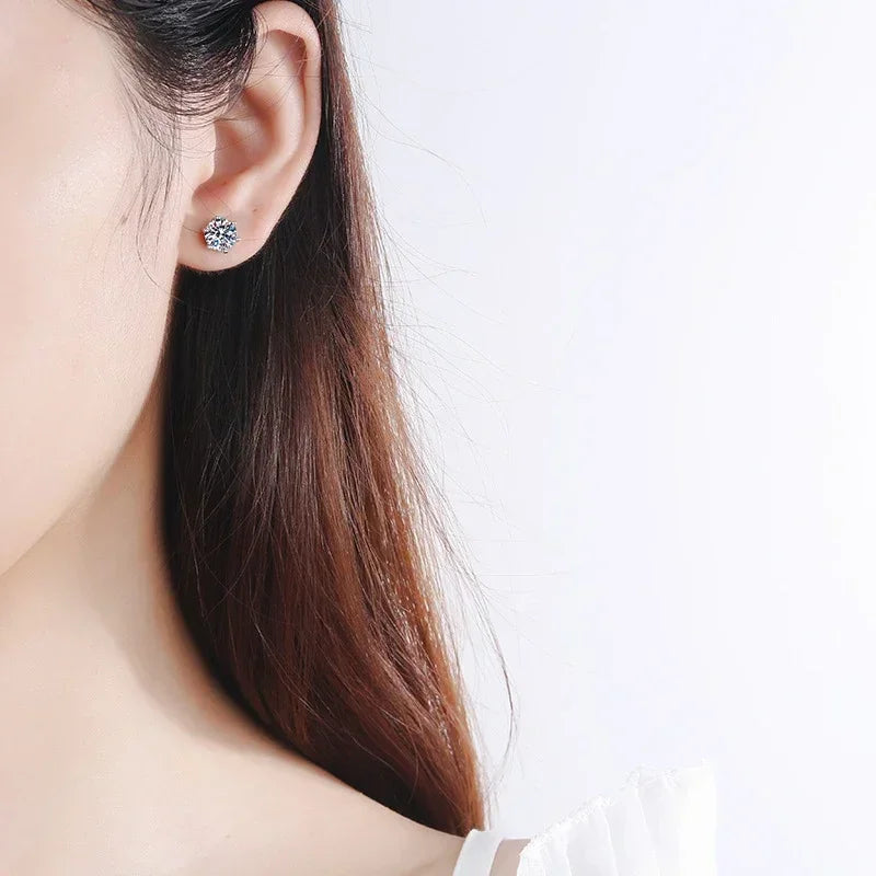 NeeTim 0.1-2 Karat D Color Moissanit Ohrringe für Damen 925 Sterling Silber Ohrstecker Funkelnder Diamant Hochzeit Edler Schmuck