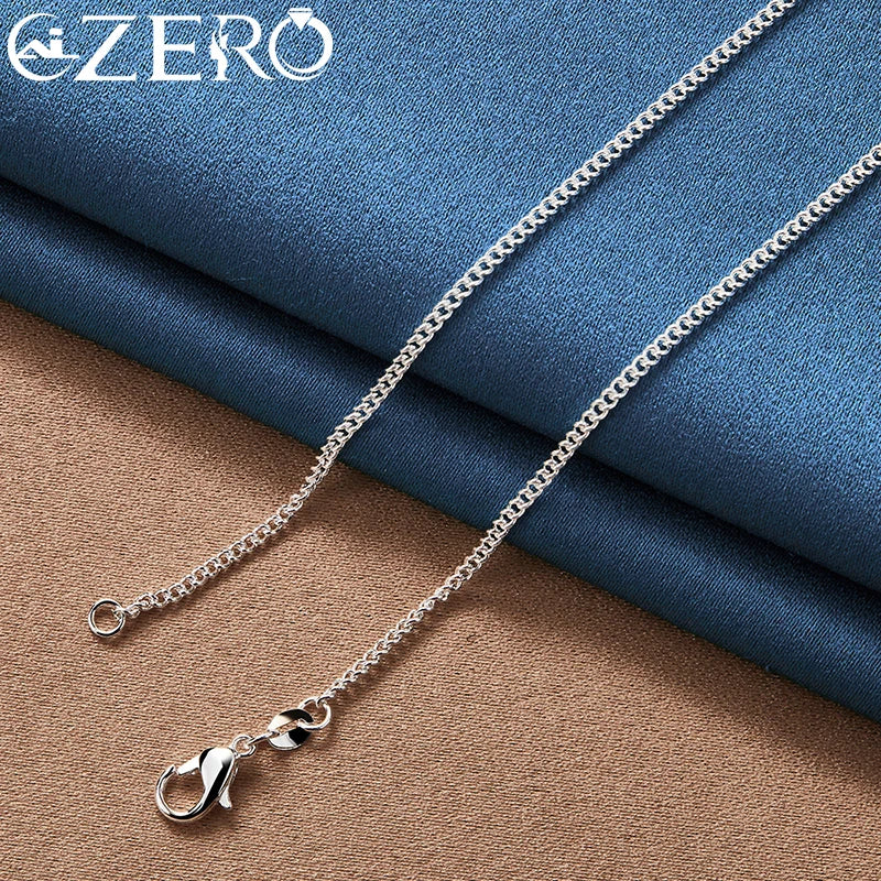 ALIZERO 40-70cm Plata de Ley 925 2mm Cadena Lateral Collar Para Mujeres Hombres Fiesta de Boda Moda Amuleto Joyería Regalo
