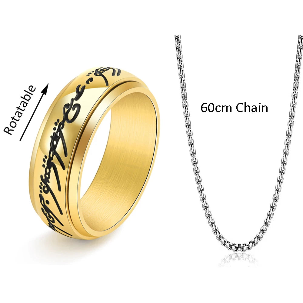 2024 Neuer Trendiger Einfacher 3D Geschnitzter Glaubensring Edelstahl Paar Farbig Plattierte Kettenringe Retro Herrenschmuck Geschenke Custom