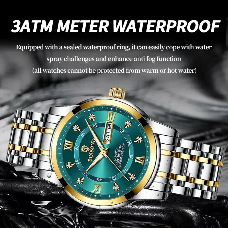 Relojes de pulsera de cuarzo a la moda para negocios, reloj de diamante dorado para hombre, reloj de lujo, relojes automáticos, regalos para hombre, Relojes