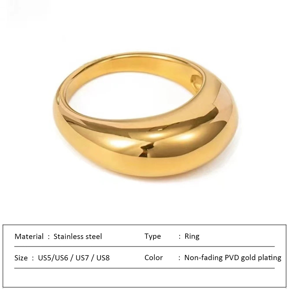 COLALA Wasserdichte, modische, schlichte Edelstahlringe für Frauen, Bogenringe Schmuck, nicht verblassend, geometrischer Ring Größe 5 6 7 8