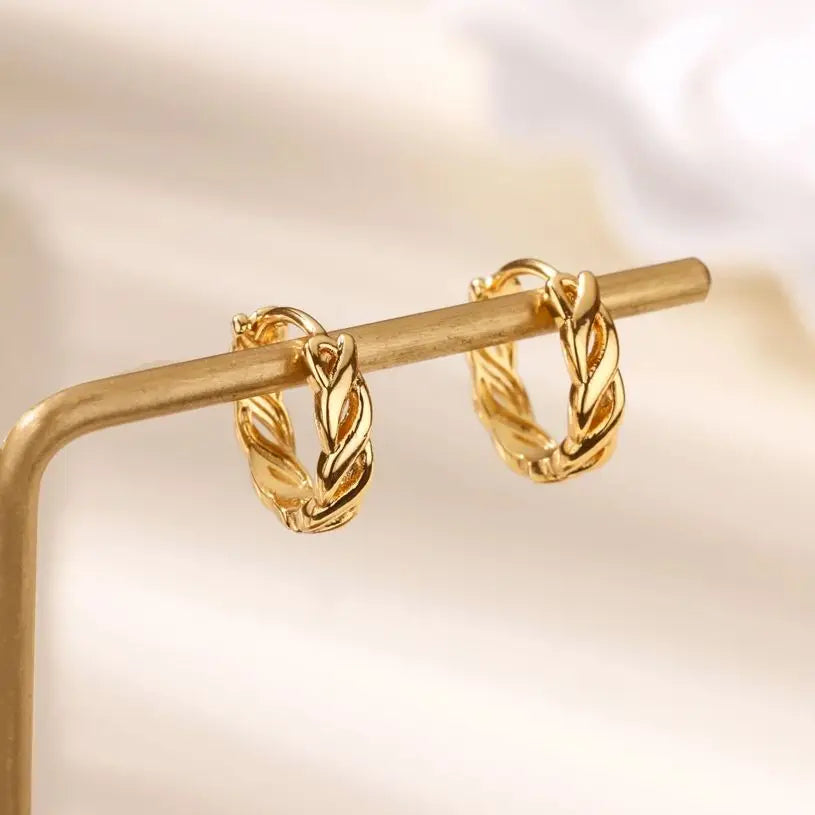 Vintage hohle gedrehte Kette Creolen für Damen Edelstahl Goldfarbe Ohrring 2025 Trend Hochzeitsschmuck pendientes