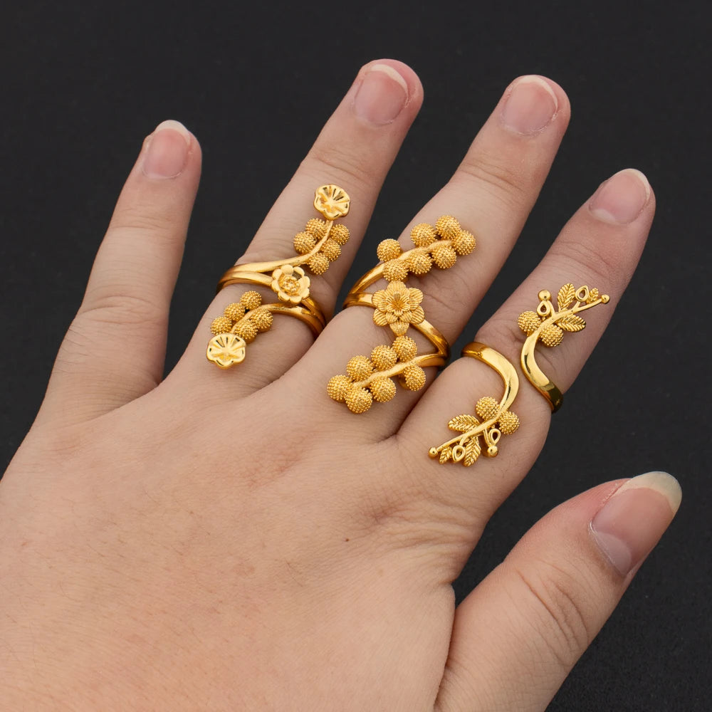 Luxuriöse 18K vergoldete Ringe Kupfer Party Frauen Verstellbare lange Ringe Mode Hochzeit Braut Runde Öffnung Damen Fingerring Geschenk