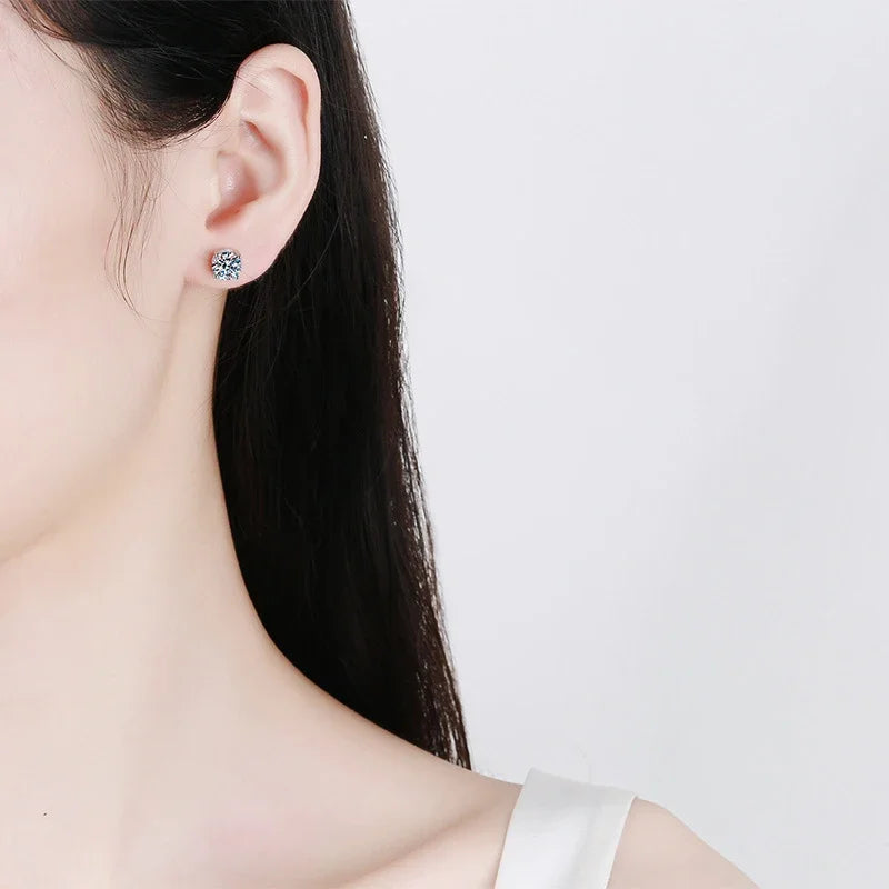 NeeTim 2 Karat Moissanit Ohrstecker für Damen Herren Schraubverschluss Ohrstecker 925er Massivsilber Weißgold beschichtet Schmuck