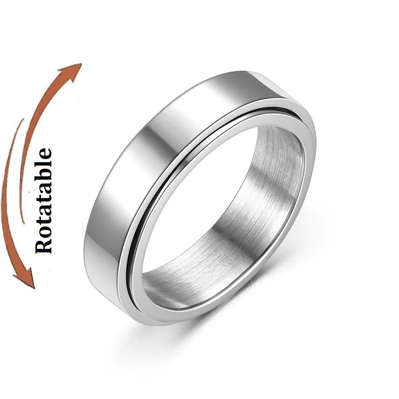 Stainless Steel Star Moon Anxiety Relaxing Cool Ring For Couples Spinner Fidgets Joint Rings Accessories Anillo Antiestres