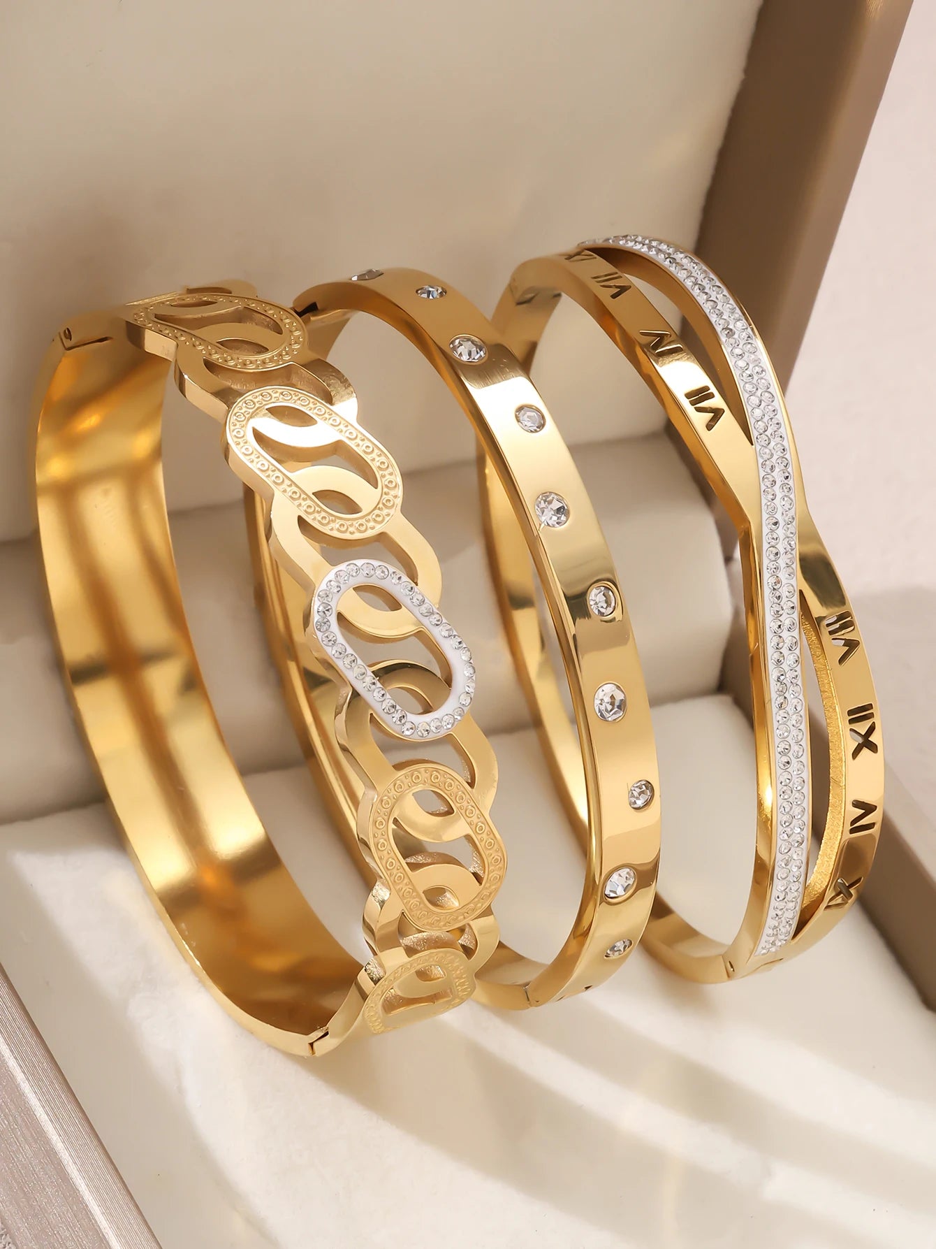 1 Stück/Set Damen Hochzeitsschmuck Party Feiertag Valentinstag Geschenk Edelstahl Armband 18K vergoldet Armband