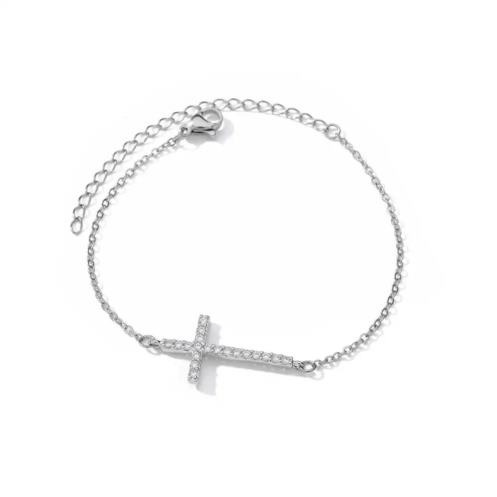 Kristall-Kreuzarmbänder für Frauen, modisch, vergoldet, Edelstahl-Kreuzarmband, Vintage, religiöser, ästhetischer Schmuck, Geschenk