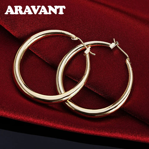 Aravant 925er Silber 35mm Roségold Creolen für Damen Mädchen Modeschmuck
