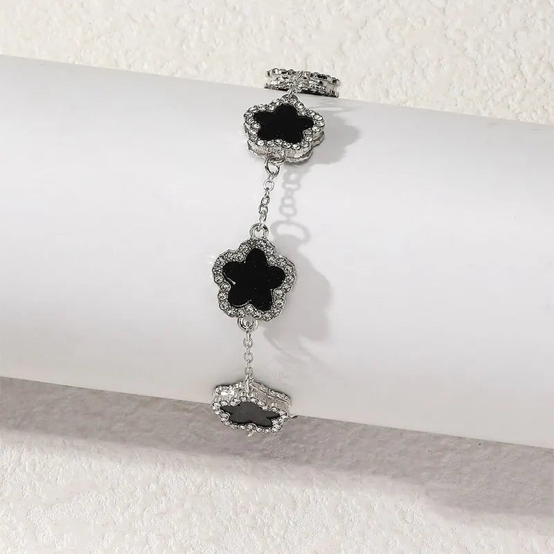 Armband mit Blumenform, mehrfarbig mit glänzenden Zirkonia, verstellbare Kette, süßer Stil, Persönlichkeit, schlichtes Design, Schmuck