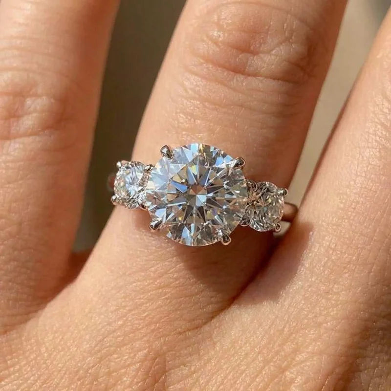 925 Sterling Silber schlichte elegante Damen Eheringe mit brillantem Zirkonia Stein Verlobungsringe Eternity Schmuck