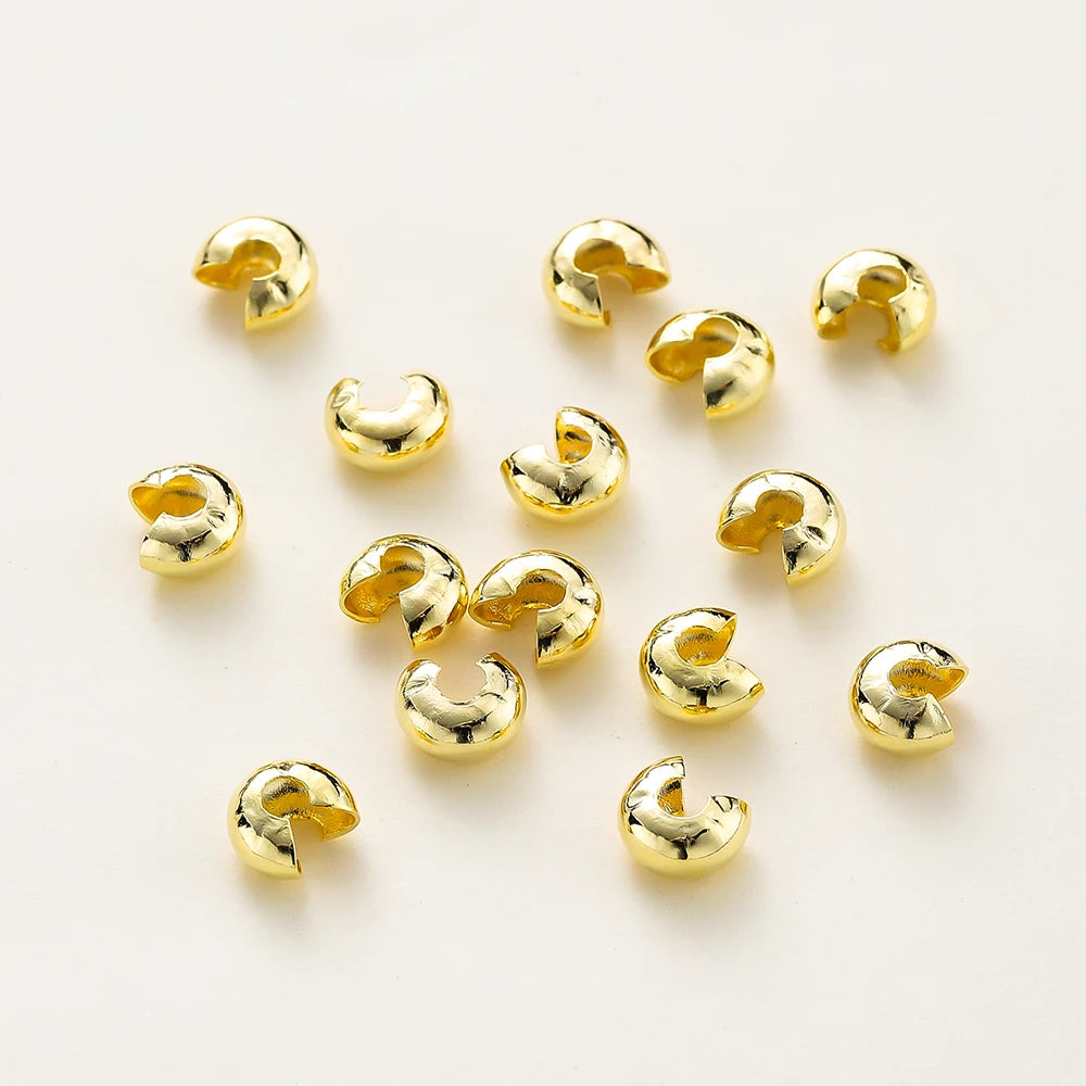 3mm/4mm/5mm Cuentas de Engarce Abiertas Chapadas en Oro de 14k y 18K, Cubiertas para Cuentas de Engarce, Cuentas Espaciadoras Tope para Suministros de Fabricación de Joyas DIY