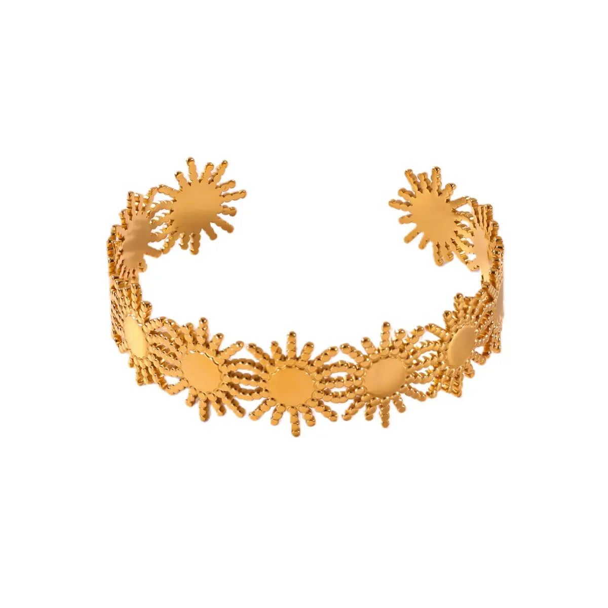 Wasserdichte Manschettenarmbänder für den Sommer für Frauen, süßes Blumen-Doppelschicht-Armband, offenes Edelstahl-Goldfarbenes Stern-Muschel-Schmuck