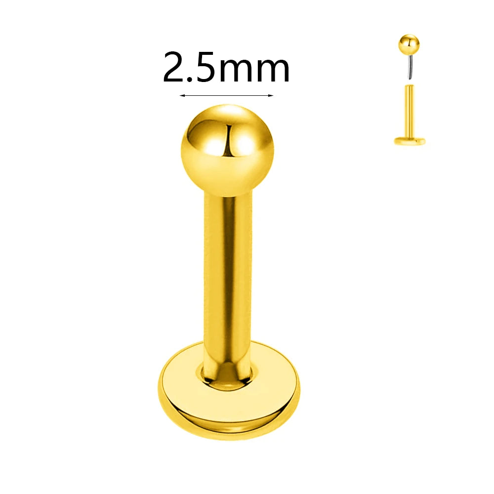 ASTM F136 G23 Titan Kugel Tragus Ohrring Gewindeloses Piercing Herz Zirkonia Stift Daith Conch Push-in Labret Stecker