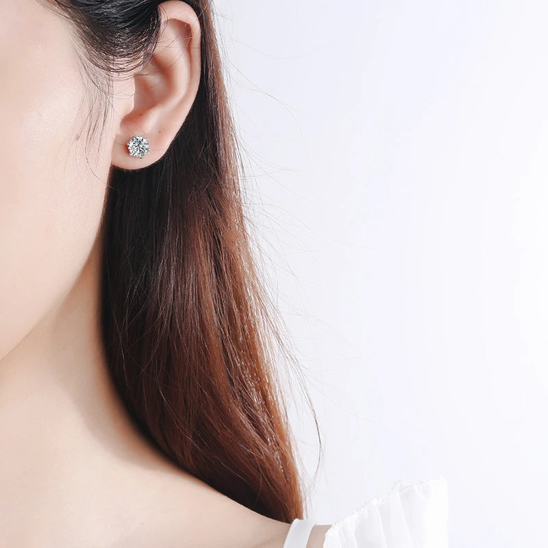 Pendientes de moissanita NeeTim de 0,1 a 3 quilates, color D, diamante de laboratorio, plata de ley 925 con chapado en oro, joyas para bodas y fiestas
