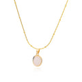 Round Opal Necklace For Women Girls Stainless Steel Natural Stone Pendant Chains Choker Necklaces New In Jewelry Gift Collier