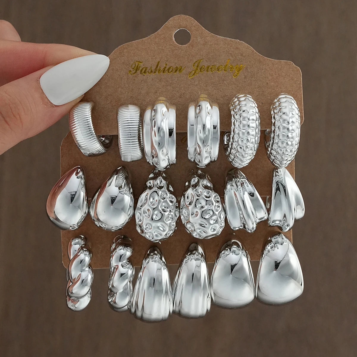 18tlg/Set Vintage Punk Wassertropfen Creolen für Damen Mode Gold Silber Farbe Überzogene CCB Ohrringe Täglicher Schmuck Neu