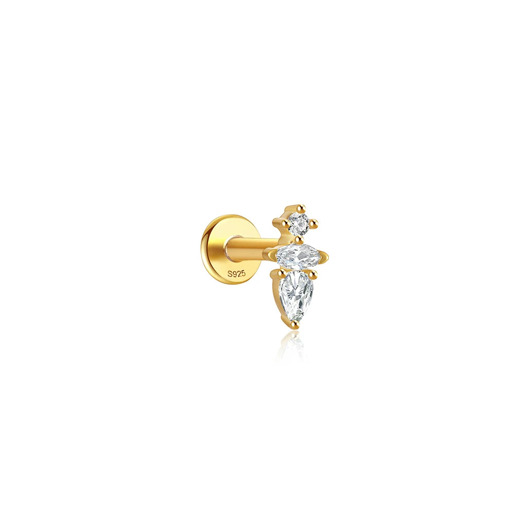 CANNER 1PC Vier-Punkt-Stern Mond Quaste Lotus Knorpel Spirale Piercing 925 Sterlingsilber Ohrstecker Für Frauen Ins Ohrring