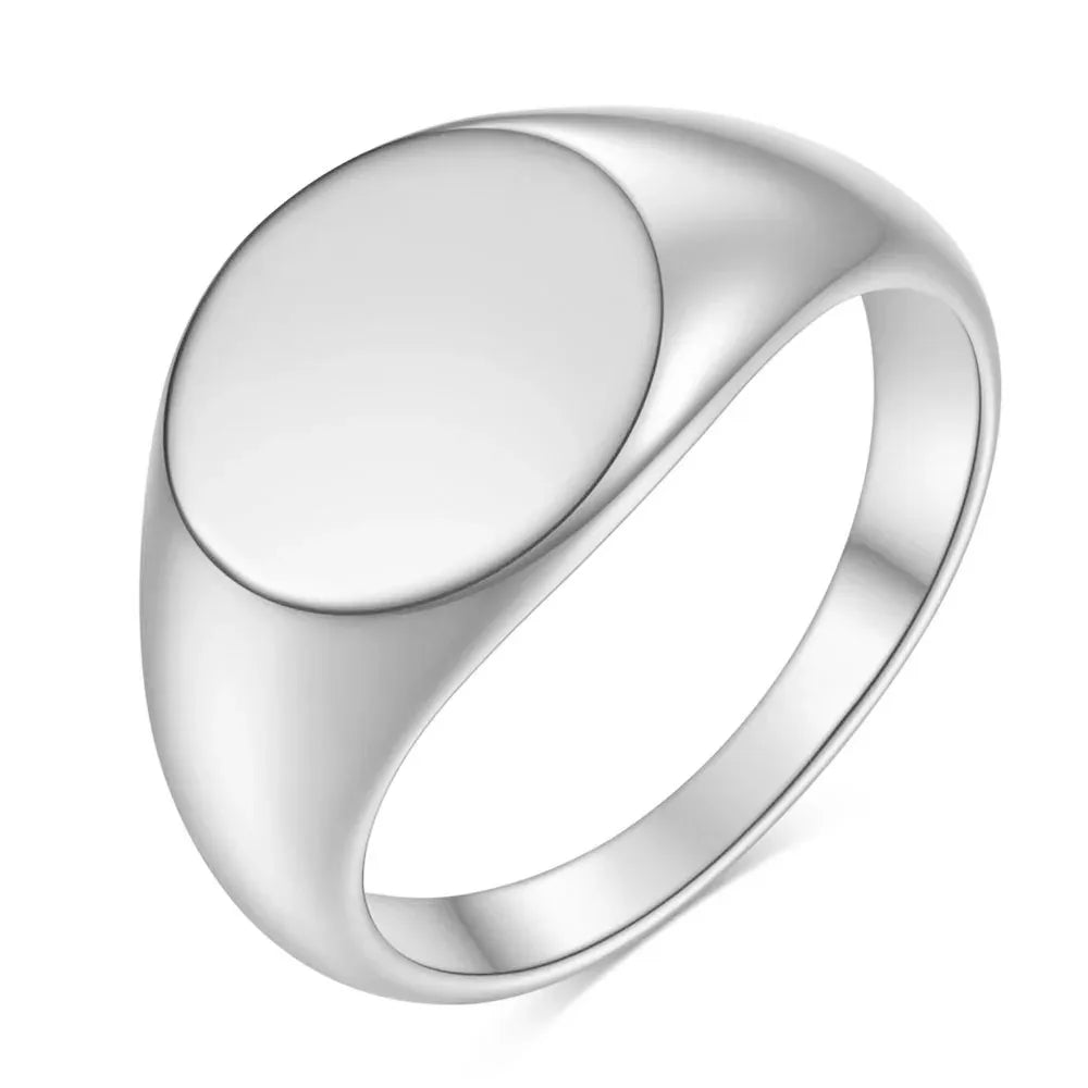Customized Women Signet Ring Name Letter Pattern Logo Stainless Steel Rings Punk Candid Fashion Jewelry Male Wedding Accessories