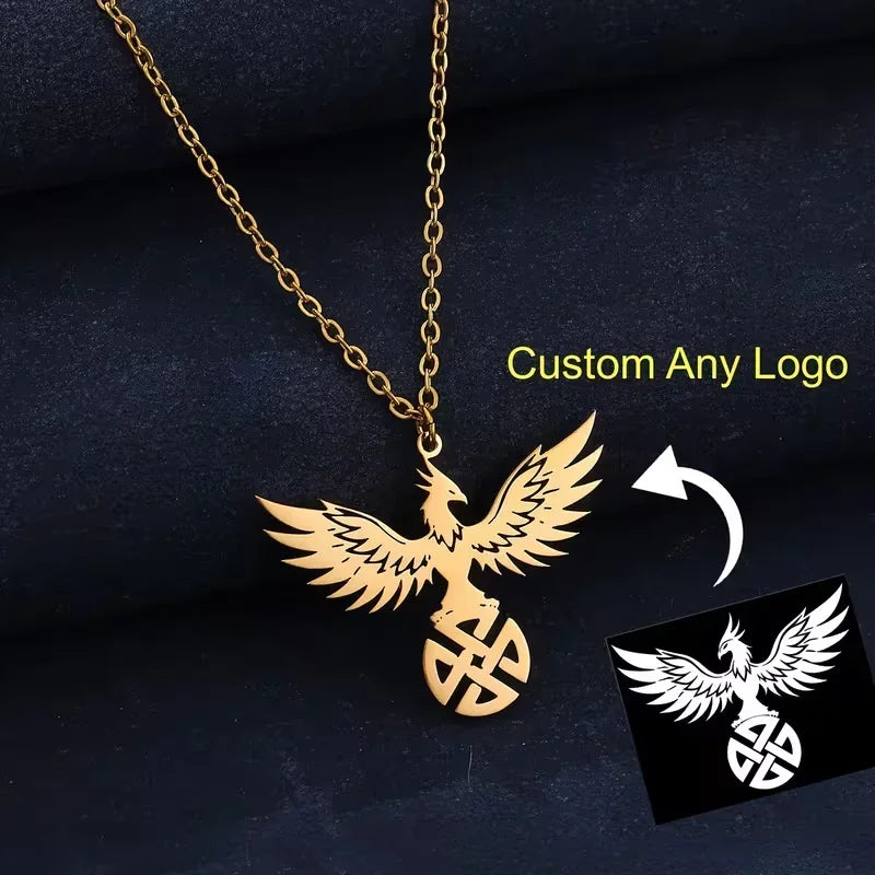 Custom Logo Picture Pendant Necklace For Women Girl Stainless Steel Birthday Gift Children's Drawing Photo Personalized Jewelry