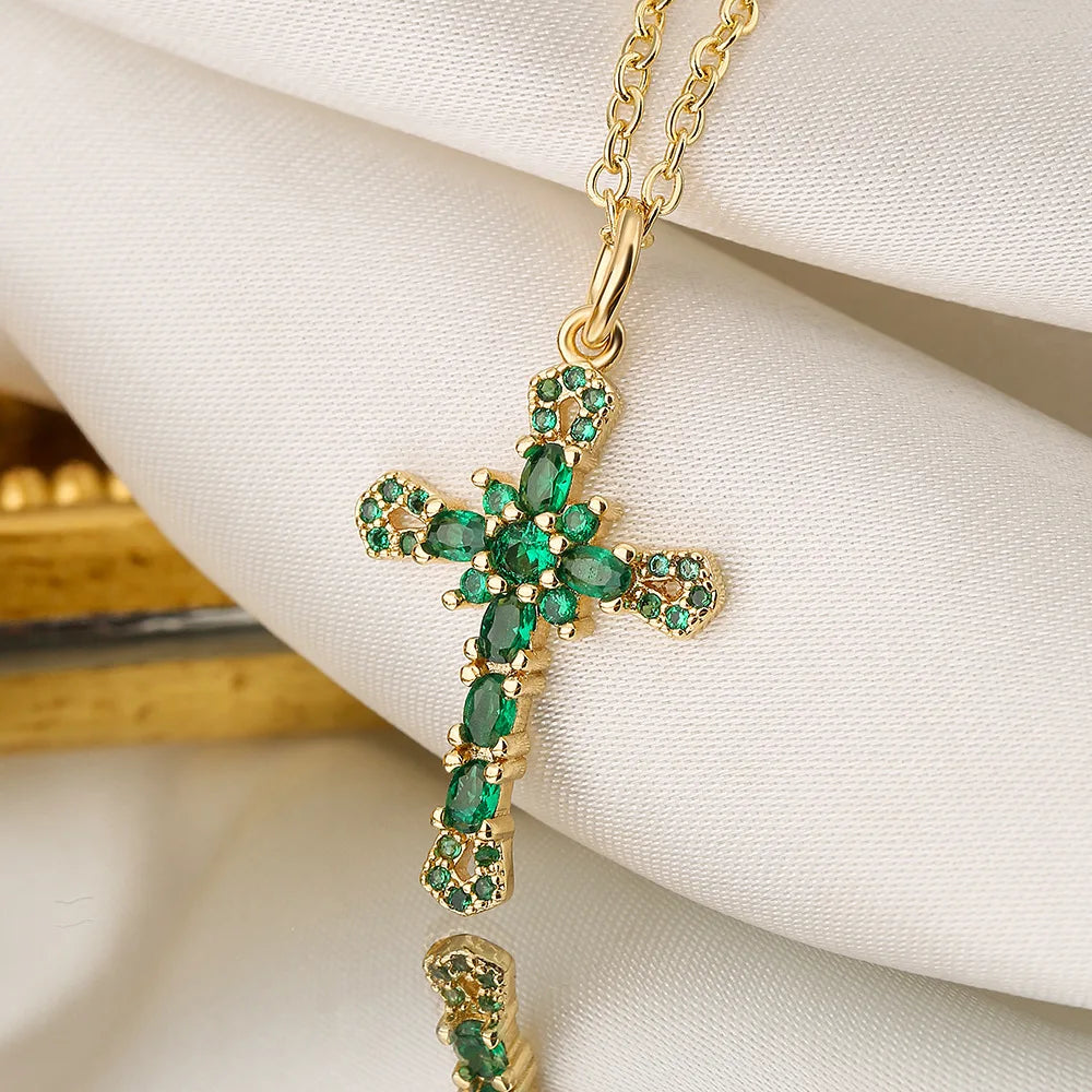 NEWBUY Unique Design Eagle Heart Cross Pendant Gold Color 316L Stainless Steel Chain Necklace CZ Party Jewelry Femme Bijoux