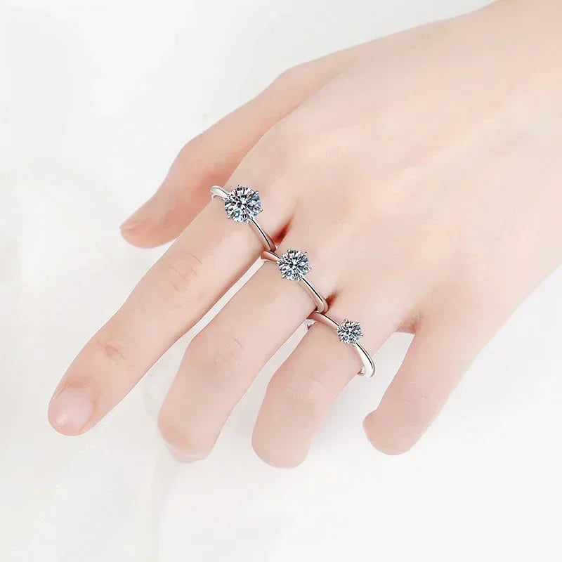 NeeTim 1-5CT Moissanit Ring Labor Diamant Solitär Ring für Damen S925 Silber Verlobung Party Ehering Schmuck Zertifiziert