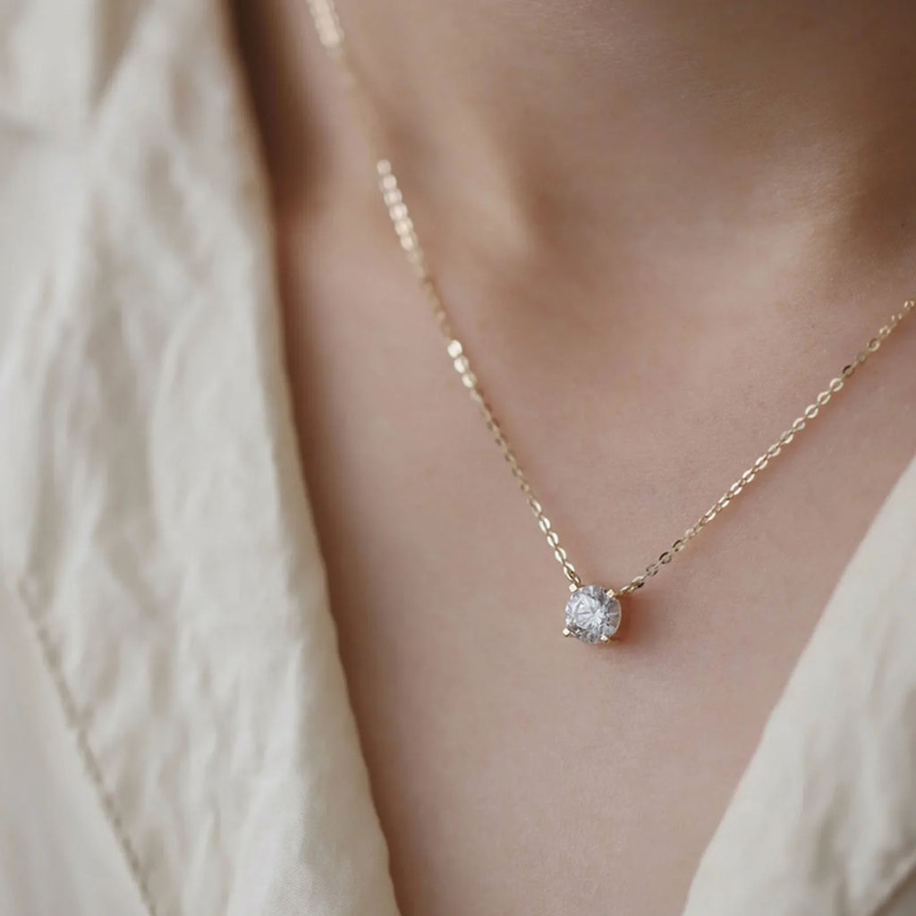 Collar de plata de ley 925 con baño de oro de 18 quilates, cadena versátil de circonita brillante para mujer, joyería de boda