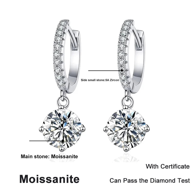 NeeTim 0.5ct 1ct S925 Sterling Silber Moissanite Ohrhänger Trendige Luxus Designer Ohrringe für Damen Geschenk mit Zertifikat