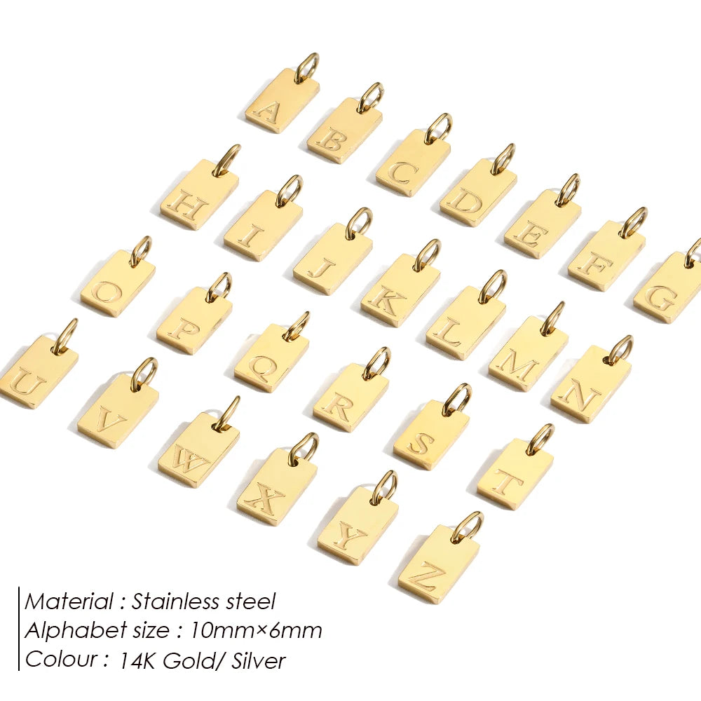 Alphabet-Anhänger für Halsketten, Edelstahl-Schmuck, DIY gravierte Schriftzüge, Accessoires, Damenschmuck
