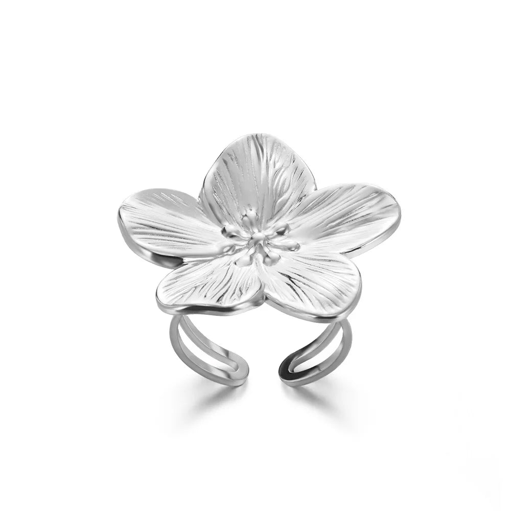 Edelstahl Übertrieben Große Blumenringe Für Frauen Gold Farbe Sonnenblume Fingerring Weiblich Mode Ästhetischer Schmuck Geschenk