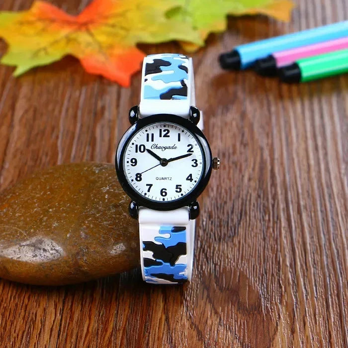Reloj de pulsera de cuarzo con correa de camuflaje de marca para niños, relojes de dibujos animados para estudiantes, niños, niñas, deportivos, para fans del ejército, geniales, Dropshipping