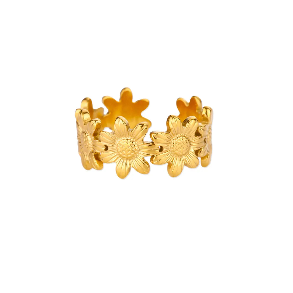 Edelstahl Übertrieben Große Blumenringe Für Frauen Gold Farbe Sonnenblume Fingerring Weiblich Mode Ästhetischer Schmuck Geschenk