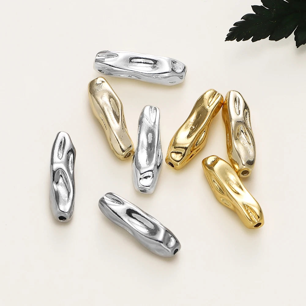4Stk./Packung 14/18K Vergoldet Metall Messing Gewinde Lange Perlen für DIY Armband Schmuckherstellung Material Zubehör
