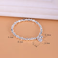 Armband aus 925er Sterlingsilber, mattiert, geometrisch, für Damen, Buchstabenperlen, Frosted-Friedens-Schmuckgeschenke