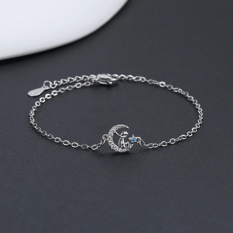 VENTFILLE 925 Stamp Silver Color Star Bracelet Fashion Korean Five-pointed Stars Crystal Double Bracelet Dropshipping Wholesale