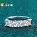 NeeTim Full D Color Princess Cut Moissanite Diamond Rings for Women S925 Sterling Silver Wedding Engagement Party Band Ring