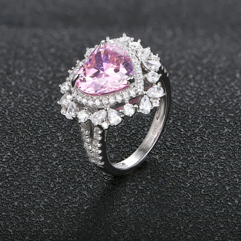 MINTYBOX Anillos de rubí de corazón de 4,0 CT para mujer de plata de ley 925, anillo de compromiso y boda de gema de 10*10MM, joyería fina para fiesta
