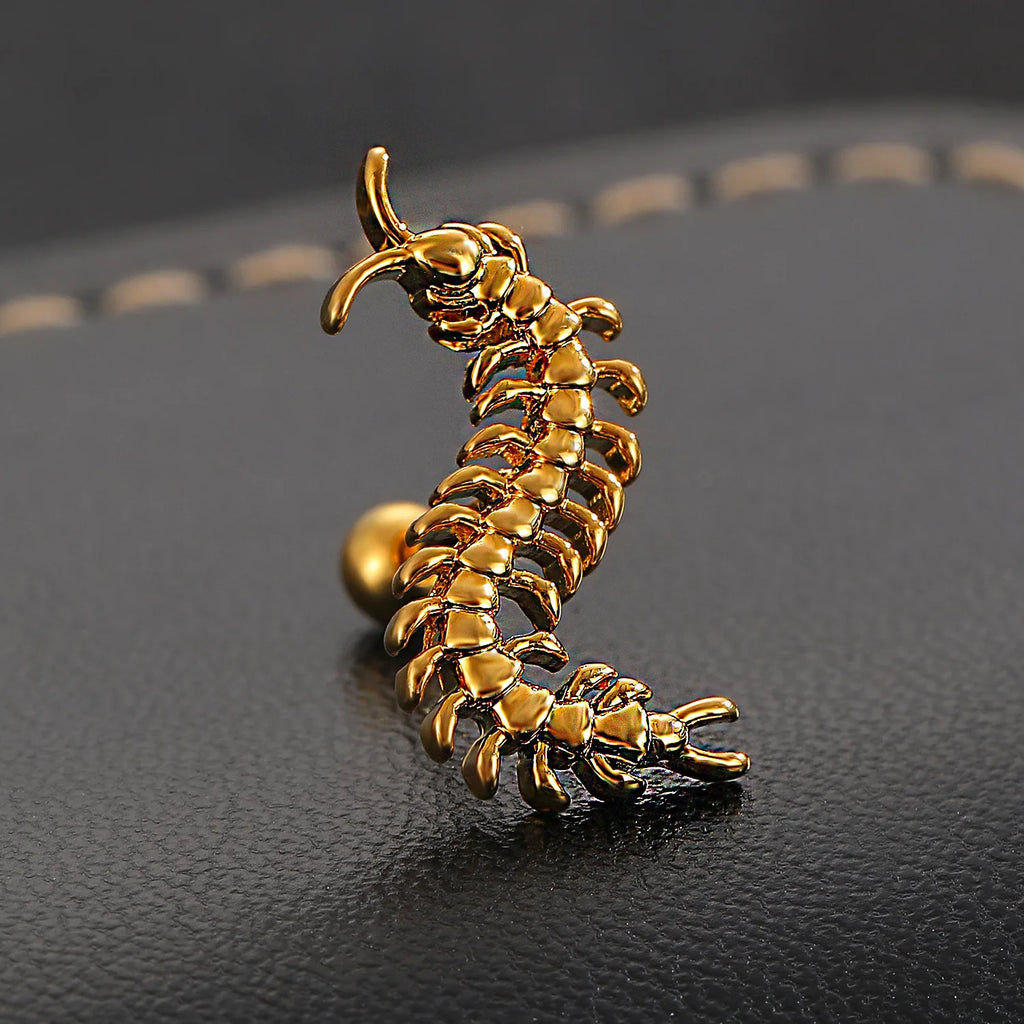 A Personalized Stainless Steel Centipede Earring, Trendy Men's and Women's Hip-hop Rock Avant-garde Jewelry Ear Studs