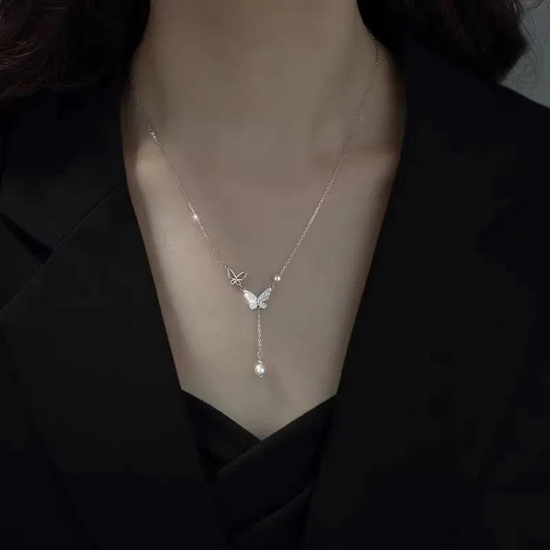 Vintage Golden Silver Color Heart Pendant Necklace for Women New Trend Girls Clavicle Chain Jewelry Birthday Gifts Wholesale