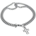 1x Armband Edelstahl Dicke Kette Kreuz Hohler Kreuzanhänger Doppelarmband Persönlichkeit Nische Hochwertiger Handschmuck