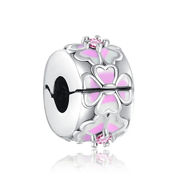 Heiß begehrtes 925er Silber Rosa Serie Blume Hundepfote herzförmiger Anhänger, passend für originale Armband DIY Accessoires, exquisiter Schmuck